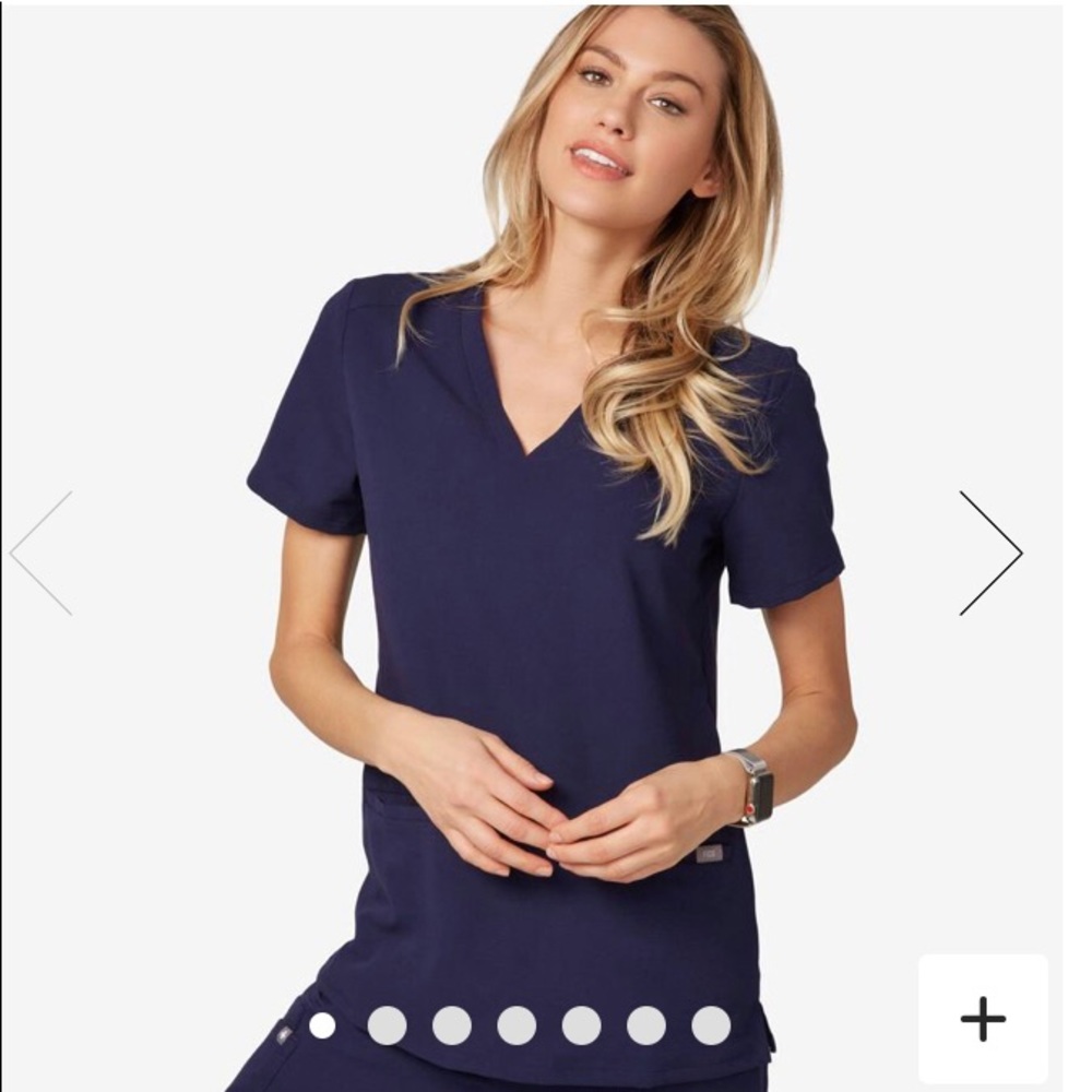Figs Casma Navy Scrub Top